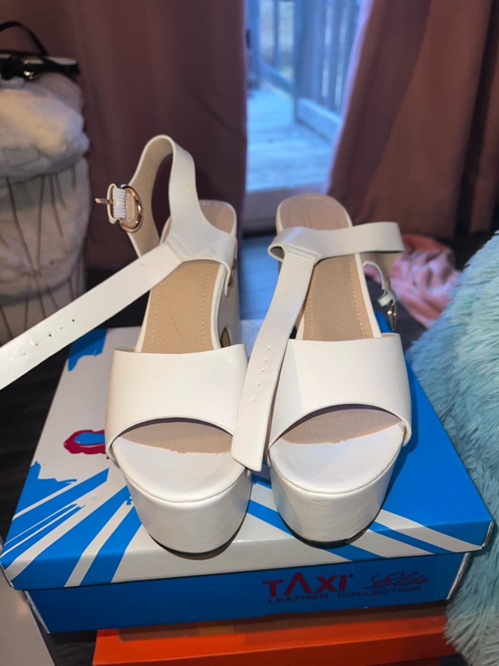 Boohoo White Platform Ankle-Strap Sandals